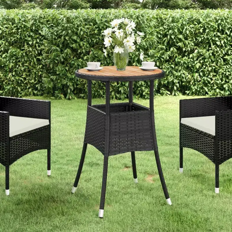 vidaXL Dinner Table Round Garden Dining Table Acacia Wood and Poly Rattan