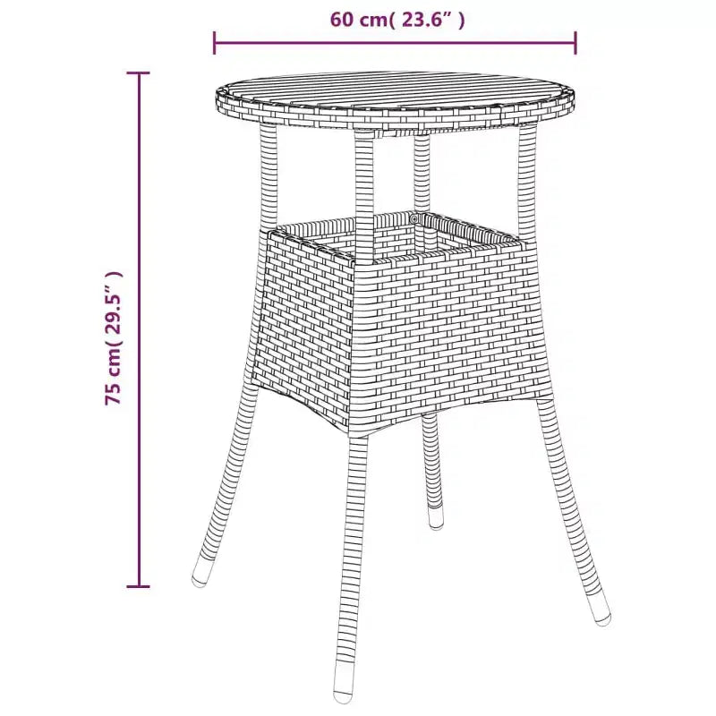 vidaXL Dinner Table Round Garden Dining Table Acacia Wood and Poly Rattan