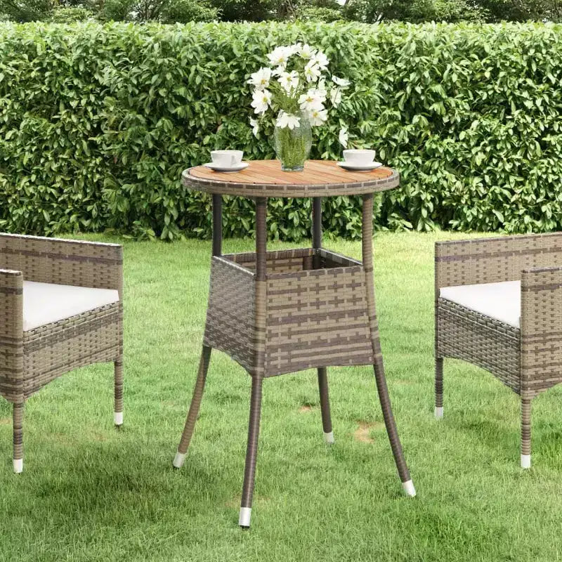 vidaXL Dinner Table Round Garden Dining Table Acacia Wood and Poly Rattan