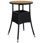 vidaXL Dinner Table Round Garden Dining Table Acacia Wood and Poly Rattan