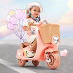 Kids Electric Ride On Motorcycle 6V 3-Wheel Motorbike with LED Lights Music and Bluetooth for Ages 3-4