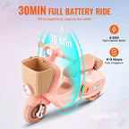 Kids Electric Ride On Motorcycle 6V 3-Wheel Motorbike with LED Lights Music and Bluetooth for Ages 3-4