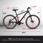 Mountain Bike 24 Inch Wheels, 21-Speed Mens Womens Trail Commuter City Mountain Bike High Carbon Steel Frame Disc Brakes