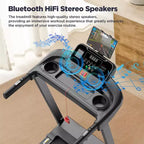 3.75HP Folding Treadmill with 300lbs Capacity, 71 Programs Treadmill for Home with Incline, Intelligent APP control, Bluetooth & HiFi Stereo Speakers