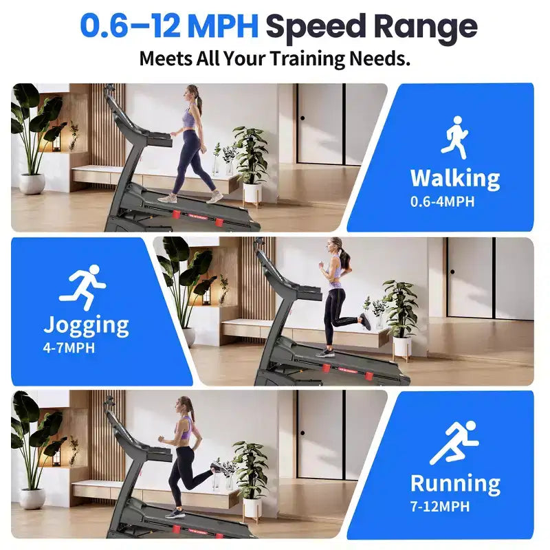 5HP Foldable Treadmill for Home w/ 20% Auto Incline,400lb Capacity, 12MPH Portable Running Walking Treadmill,71 Programs, Personalized Workout w/ APP
