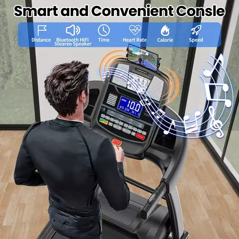 5HP Foldable Treadmill for Home w/ 20% Auto Incline,400lb Capacity, 12MPH Portable Running Walking Treadmill,71 Programs, Personalized Workout w/ APP