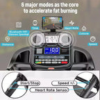 Folding Treadmill with Auto Incline  4.8HP Motor, 20% Incline, Heart Rate Monitor, Bluetooth Speakers, 300 lb Capacity