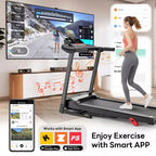 Folding Treadmill 350 lbs Capacity for Home, Incline Treadmill for Exercising, 6% Manual Incline, 7.5MPH, 16'' Wide Belt, 71 Programs, Knee Support