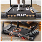 Folding Treadmill 350 lbs Capacity for Home, Incline Treadmill for Exercising, 6% Manual Incline, 7.5MPH, 16'' Wide Belt, 71 Programs, Knee Support