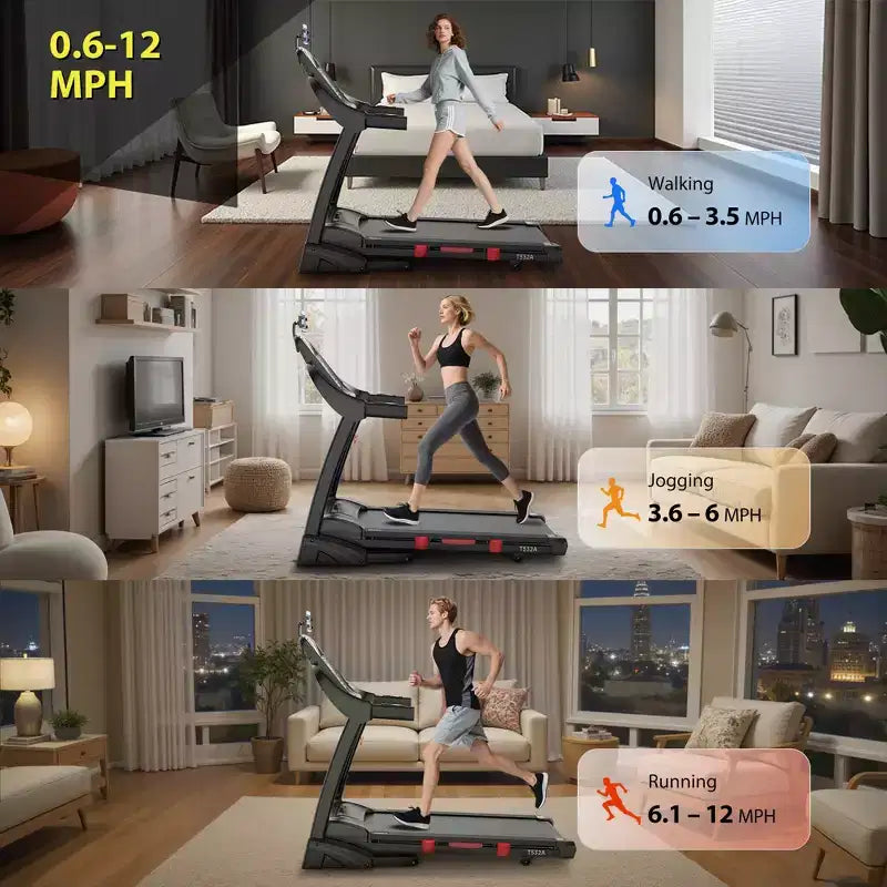 3-in-1 Folding Treadmill for Home 12mph, 4.8HP Running Treadmills with 20% Auto Incline, 400lbs Capacity, 71Programs, 18'' Wide Deck, Knee Support