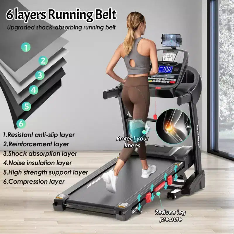 3-in-1 Folding Treadmill for Home 12mph, 4.8HP Running Treadmills with 20% Auto Incline, 400lbs Capacity, 71Programs, 18'' Wide Deck, Knee Support