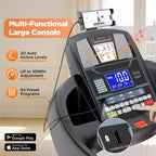 Treadmill with Auto Incline, Running Treadmills for Home, Folding Treadmill with Handle Bars, Speaker, Treadmill 300 lb Capacity