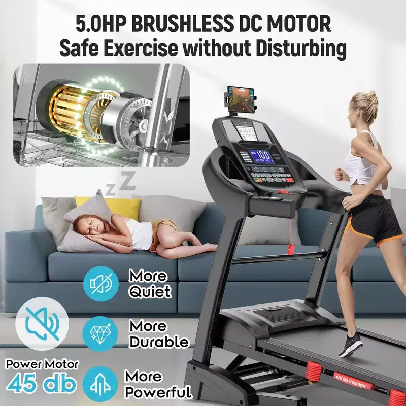 Foldable Treadmill with 20% Auto Incline, 300LB Capacity, Smart App Control, Shock Absorption Belt, Heart Rate Monitor, Home Gym Running Machine
