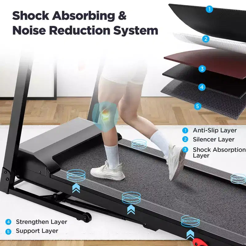 300LBS Capacity Folding Treadmill w/ Incline for Home, 3.75HP Portable Treadmill, 71 Program, Shock Absorption Belt,Walking Running Exercise Machine