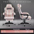 Ergonomic Gaming Chair, High-Back PU Computer Chair, Retractable Footrest, Height Adjustable, Adjustable Lumbar & Headrest, Swivel Office Chair