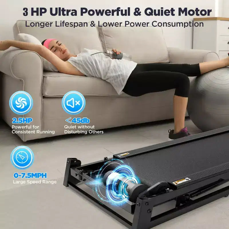 3HP Folding Treadmill w/ Incline for Home, 300LBS Capacity Portable Treadmill, Free Training Classes w/ APP, 71 Program, 7.5MPH for Jogging Walking