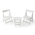 3-Piece Patio Bistro Set With Rectangular Coffee Table, 2 Chairs Outdoor Wood Foldable Small Table And Chair Set For Balcony, Pool Side