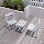 3-Piece Patio Bistro Set With Rectangular Coffee Table, 2 Chairs Outdoor Wood Foldable Small Table And Chair Set For Balcony, Pool Side