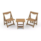 3-Piece Patio Bistro Set With Rectangular Coffee Table, 2 Chairs Outdoor Wood Foldable Small Table And Chair Set For Balcony, Pool Side