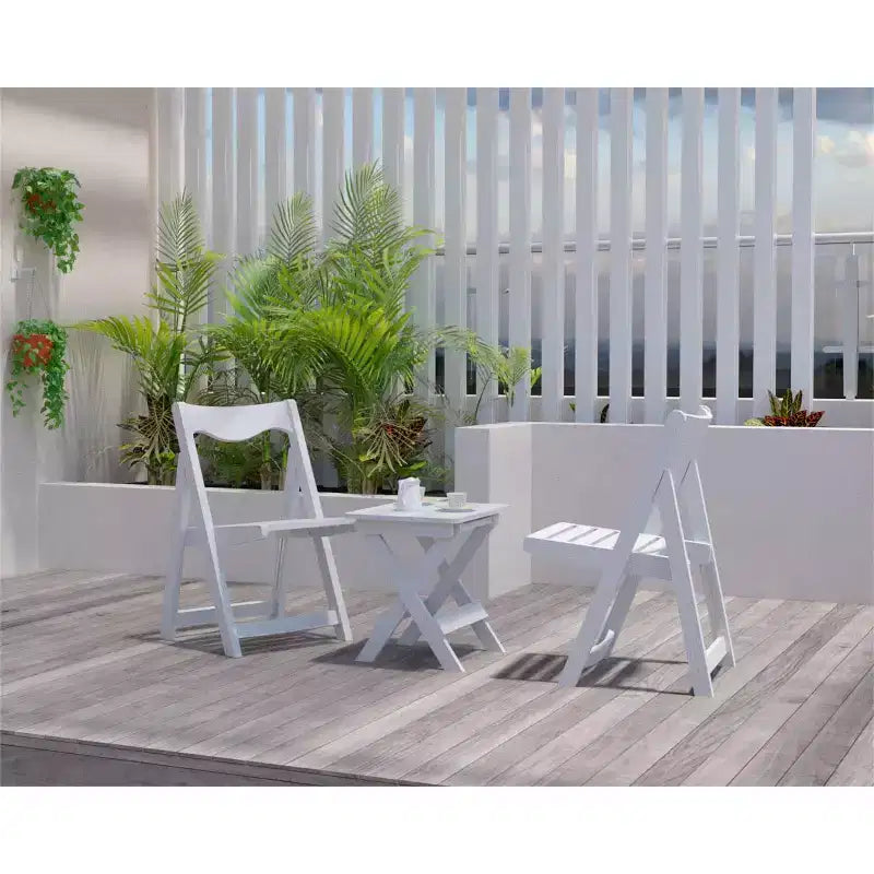3-Piece Patio Bistro Set With Rectangular Coffee Table, 2 Chairs Outdoor Wood Foldable Small Table And Chair Set For Balcony, Pool Side