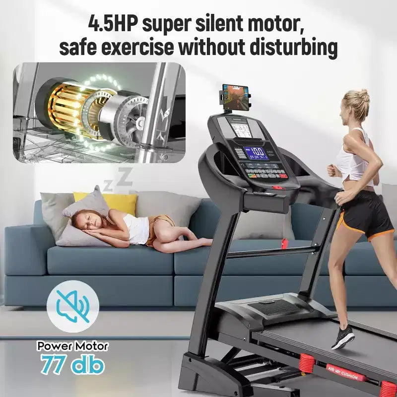 4.8HP Folding Treadmill with 20% Auto Incline, 300LB Capacity, 12MPH, Home Gym Treadmill with Powerful Motor and Space-Saving Design
