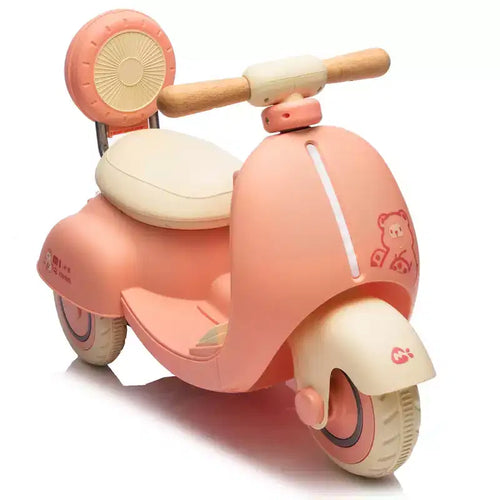 12V Kids Ride On Electric Motorcycle,Toddler Scooter W/Parents Control,Three-Wheel Stable Design,Special Wooden Handle, Slow Start&Stop