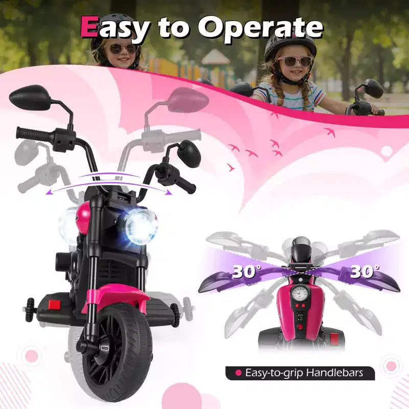 Gymax Kids Motorcycle w/Headlight Music Training Wheels Foot Pedal for Boys Girls