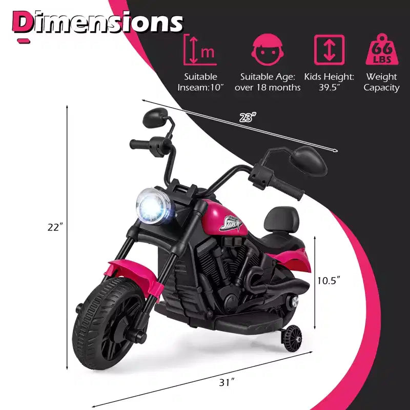 Gymax Kids Motorcycle w/Headlight Music Training Wheels Foot Pedal for Boys Girls