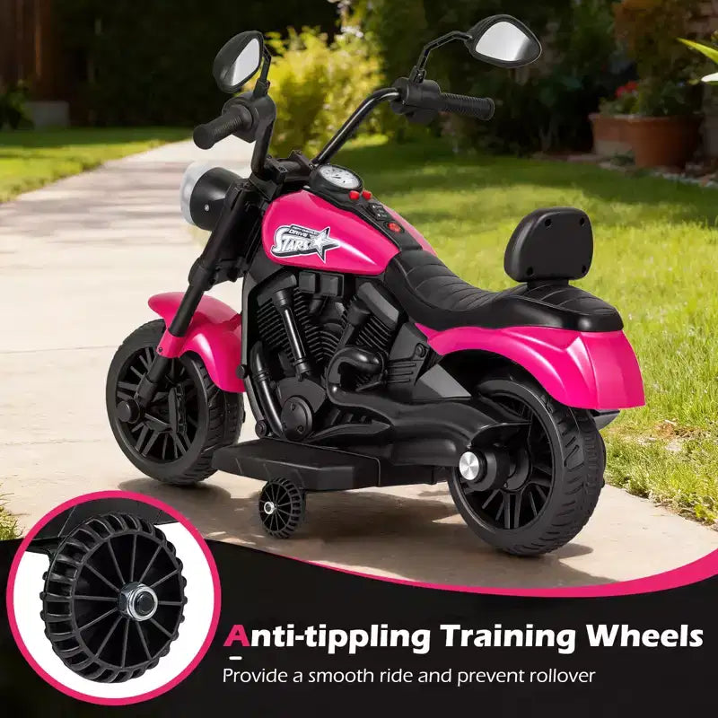 Gymax Kids Motorcycle w/Headlight Music Training Wheels Foot Pedal for Boys Girls