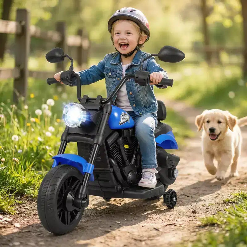 Gymax Kids Motorcycle w/Headlight Music Training Wheels Foot Pedal for Boys Girls
