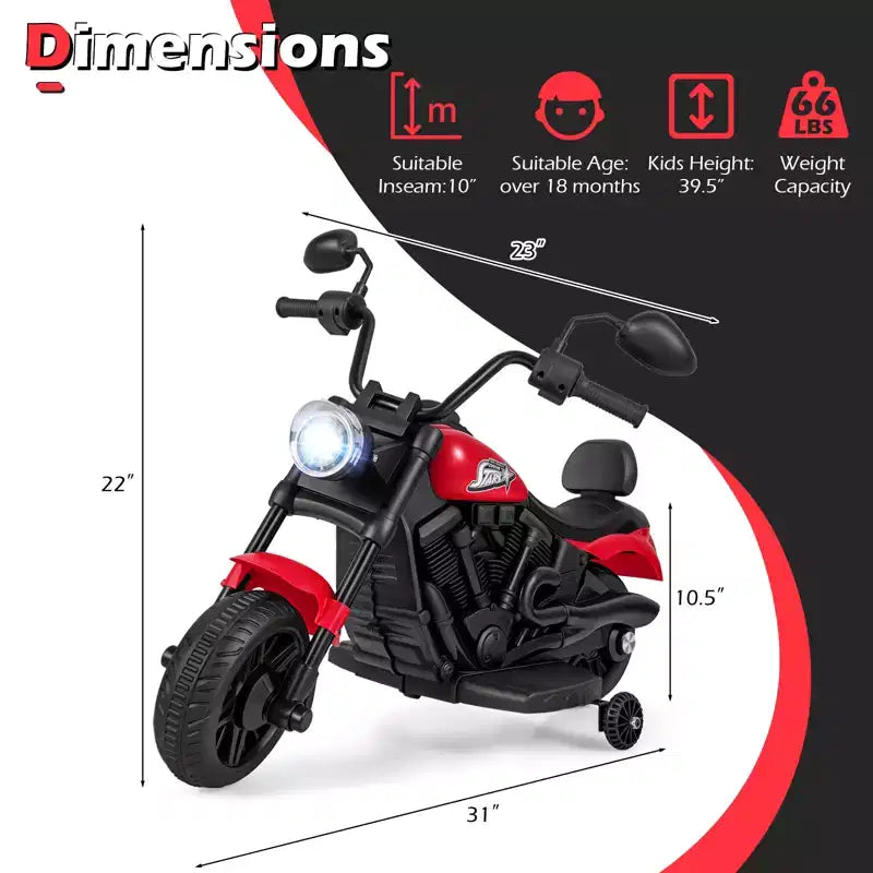 Gymax Kids Motorcycle w/Headlight Music Training Wheels Foot Pedal for Boys Girls
