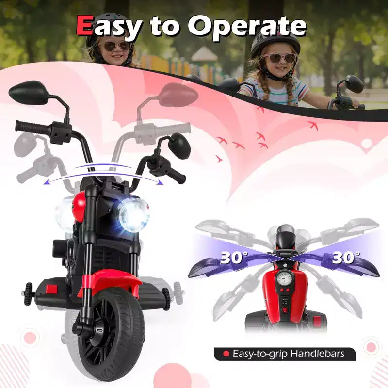 Gymax Kids Motorcycle w/Headlight Music Training Wheels Foot Pedal for Boys Girls