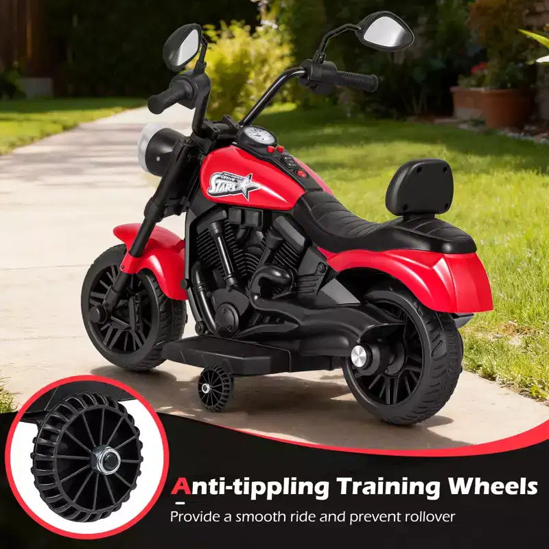 Gymax Kids Motorcycle w/Headlight Music Training Wheels Foot Pedal for Boys Girls