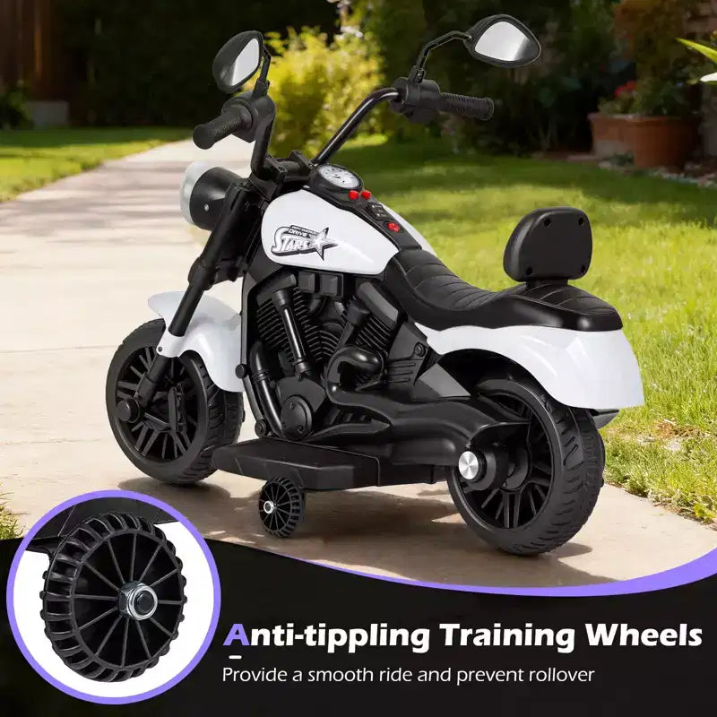 Gymax Kids Motorcycle w/Headlight Music Training Wheels Foot Pedal for Boys Girls