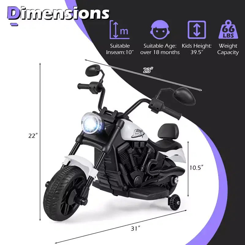 Gymax Kids Motorcycle w/Headlight Music Training Wheels Foot Pedal for Boys Girls