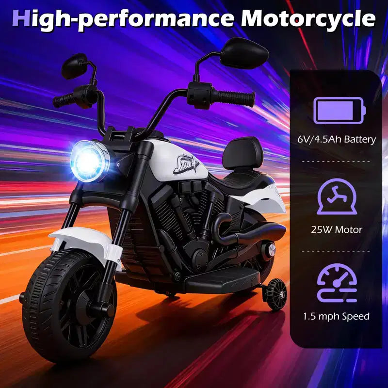Gymax Kids Motorcycle w/Headlight Music Training Wheels Foot Pedal for Boys Girls