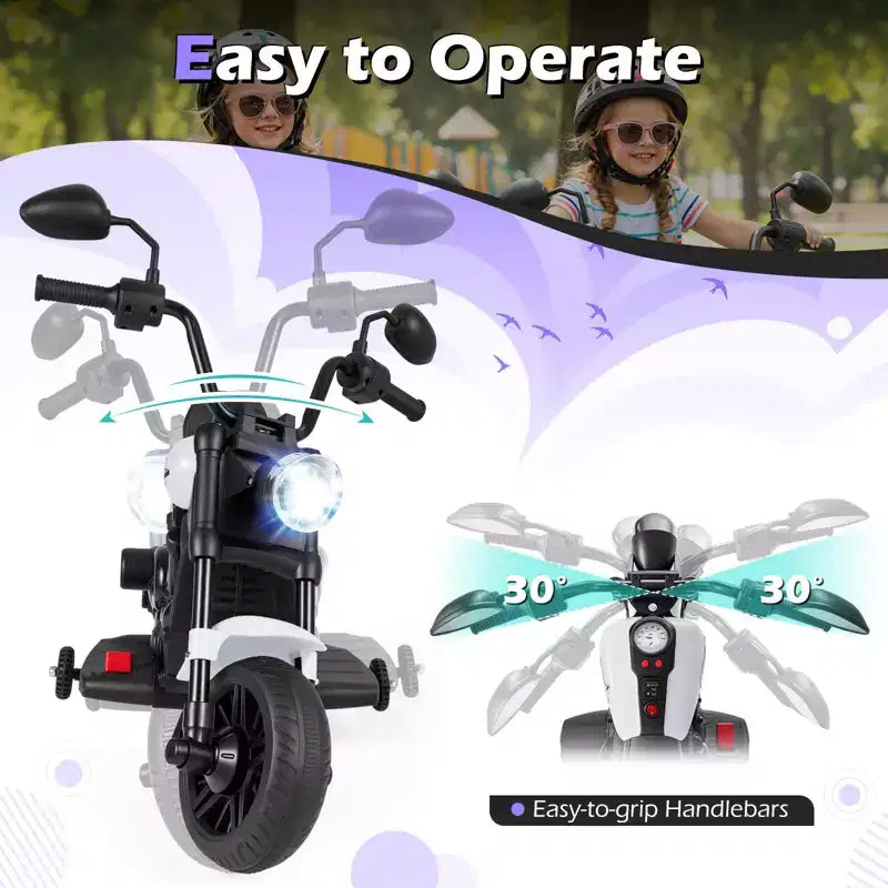 Gymax Kids Motorcycle w/Headlight Music Training Wheels Foot Pedal for Boys Girls