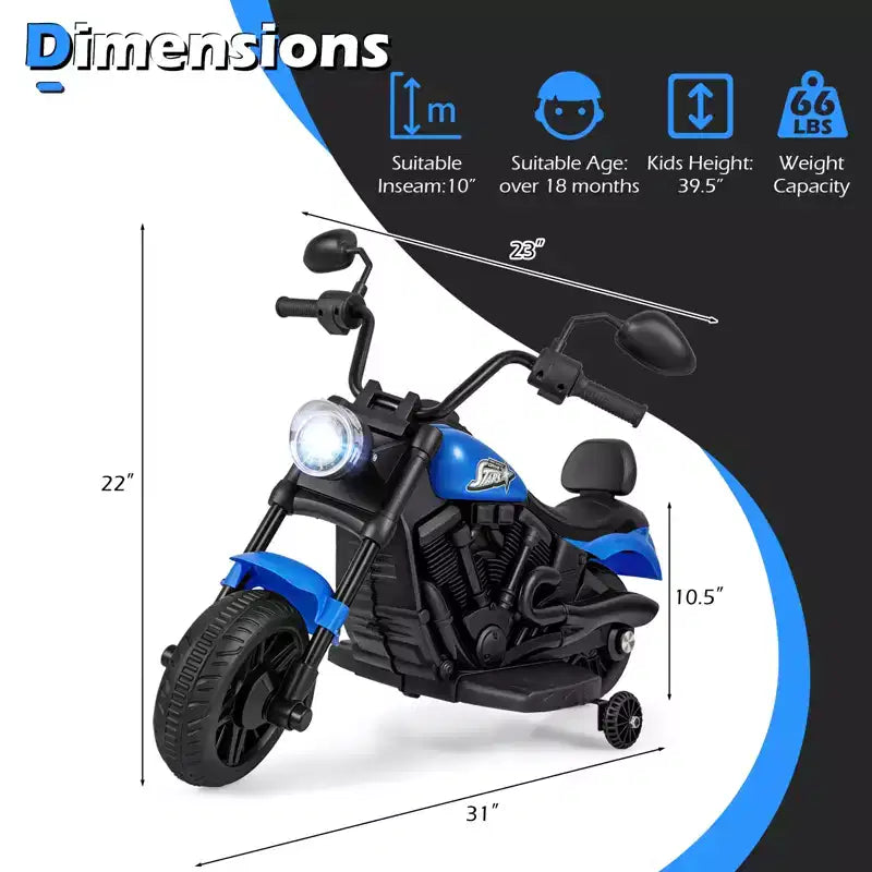 Gymax Kids Motorcycle w/Headlight Music Training Wheels Foot Pedal for Boys Girls