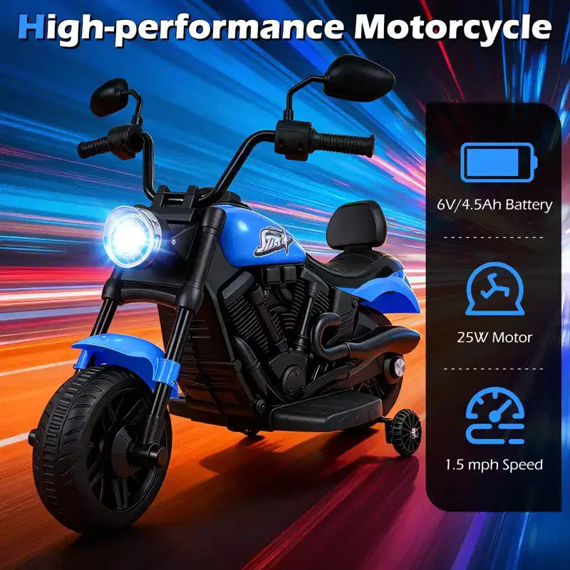 Gymax Kids Motorcycle w/Headlight Music Training Wheels Foot Pedal for Boys Girls