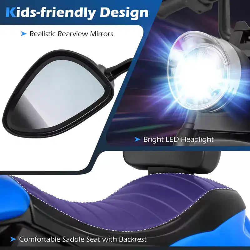 Gymax Kids Motorcycle w/Headlight Music Training Wheels Foot Pedal for Boys Girls