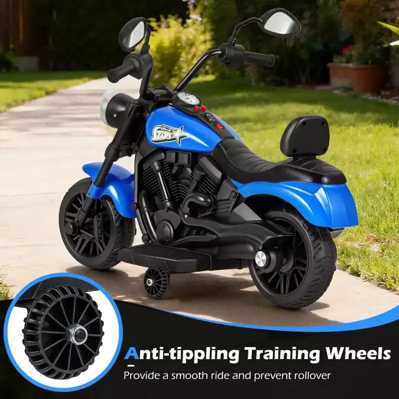Gymax Kids Motorcycle w/Headlight Music Training Wheels Foot Pedal for Boys Girls
