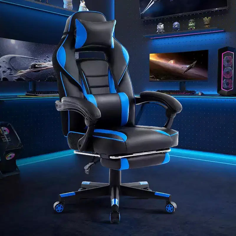 Acekool Ergonomic Gaming Chair for Adults, PU Leather, Massage Lumbar, Footrest, Adjustable, for Office or Gaming