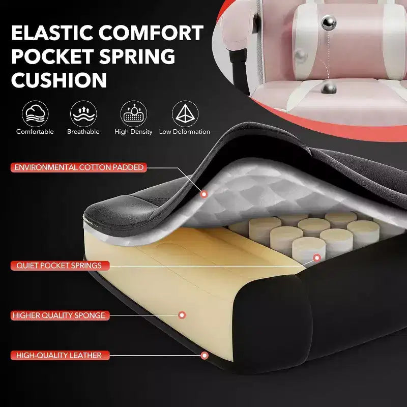 Acekool Ergonomic Gaming Chair for Adults, PU Leather, Massage Lumbar, Footrest, Adjustable, for Office or Gaming