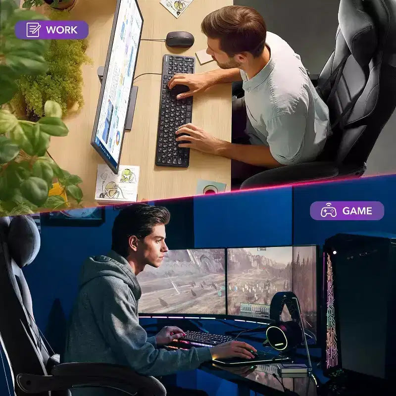 Acekool Ergonomic Gaming Chair for Adults, PU Leather, Massage Lumbar, Footrest, Adjustable, for Office or Gaming