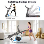 2.75HP Folding Treadmill w/ 300lb Capacity & Incline, 71Programs, Smart APP, HiFi Stereo Speakers, 7.5MPH Portable Treadmill for Home Jogging Walking