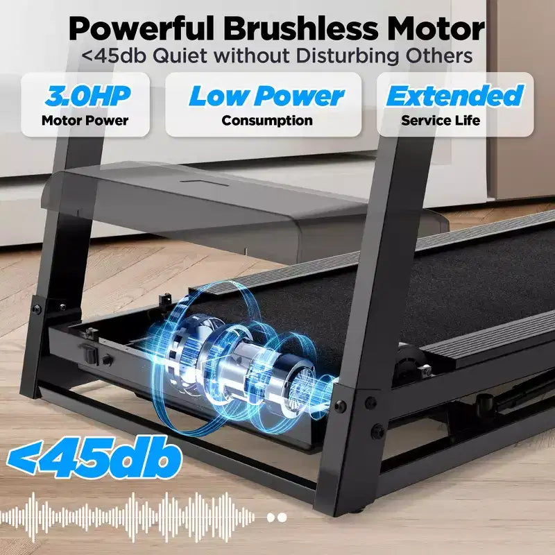 3.5 HP Portable Treadmill - Compact, Bluetooth, App Control & 71 Programs, 3 Level Incline for Jogging & Running at Home/Office
