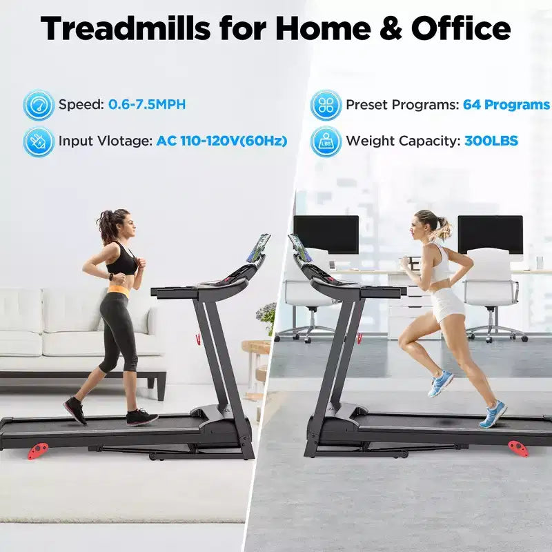 3.5 HP Portable Treadmill - Compact, Bluetooth, App Control & 71 Programs, 3 Level Incline for Jogging & Running at Home/Office