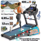 4.95HP Foldable Home Treadmill with Auto Incline, 10MPH, Smart App Control, 400 lb Capacity, Compact Walking Running Machine