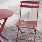 Outdoor Foldable Round Table+2-Chair Terrace Tavern Set Anti Rust Metal Portable Courtyard Leisure Table and Chair