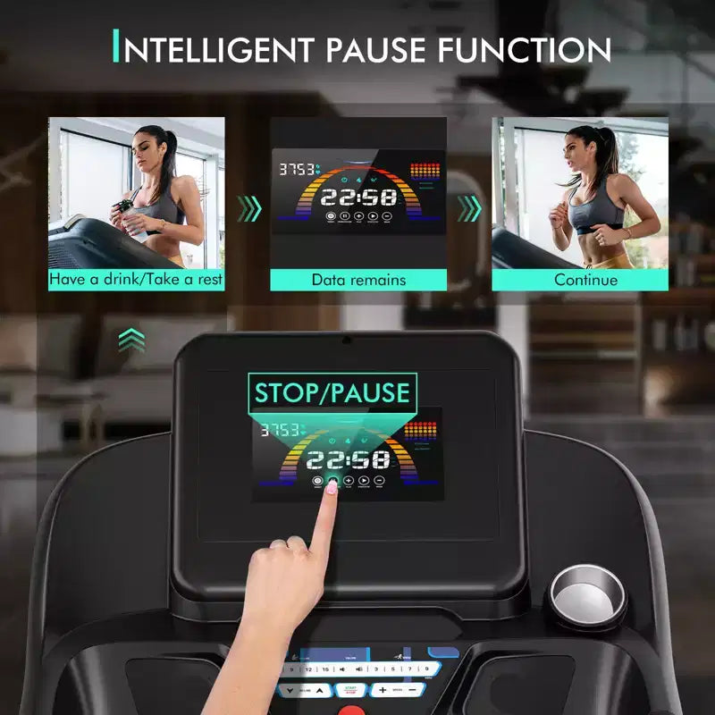 Gymax 4.75 HP Treadmill with APP and Auto Incline Folding Treadmill with Bluetooth Speakers and LED Display Electric Running Machine